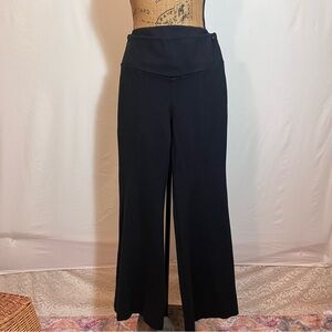Anthropologie Black Wide Leg Ponte pants Size M High Rise Side Zip Stretch